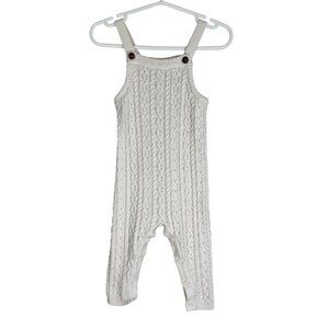Janie Jack Knit Sweater Jumpsuit White 3M Romper Neutral Minimalist Boho Classic